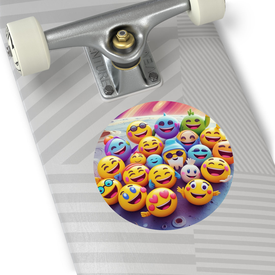 Cosmic Emoji Round Vinyl Stickers – Fun Waterproof Custom Laptop Decals