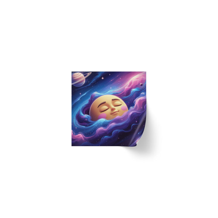 Galaxy Moon Square Sticker Rolls – Cute Space Label, Custom Sizes, Durable