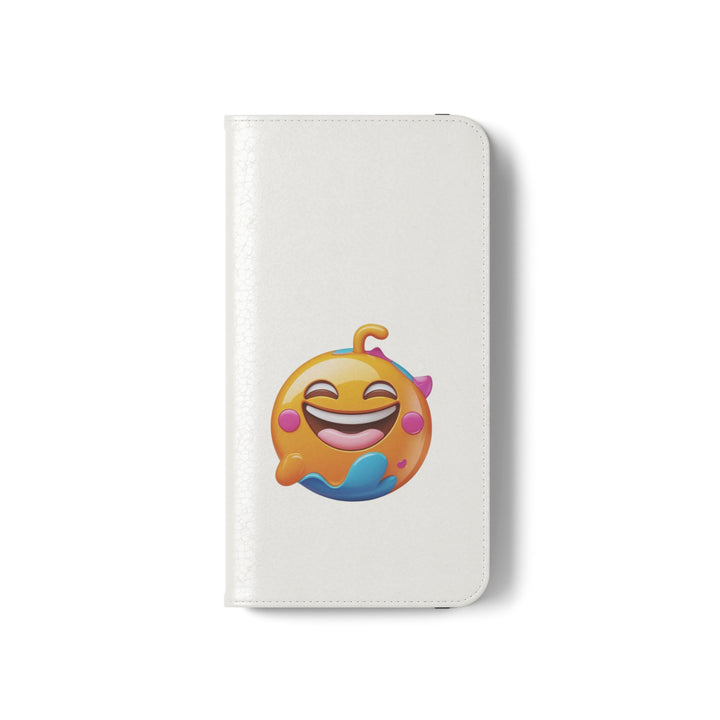 Emoji Joy Premium Flip Case – Fun Vegan Leather Wallet Stand Cover