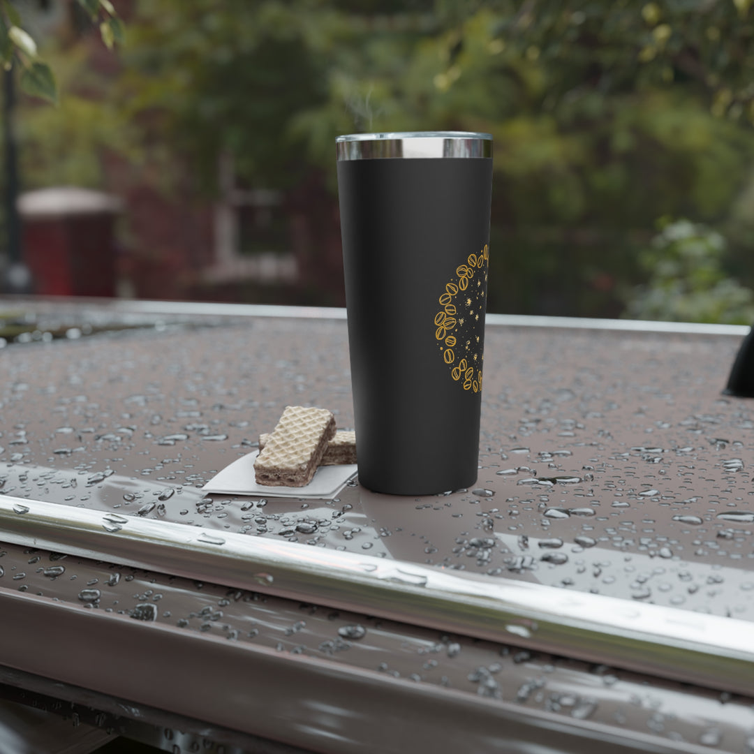 22oz Copper Insulated Tumbler – Coffee Bean Art, Hot/Cold, Eco-Chic