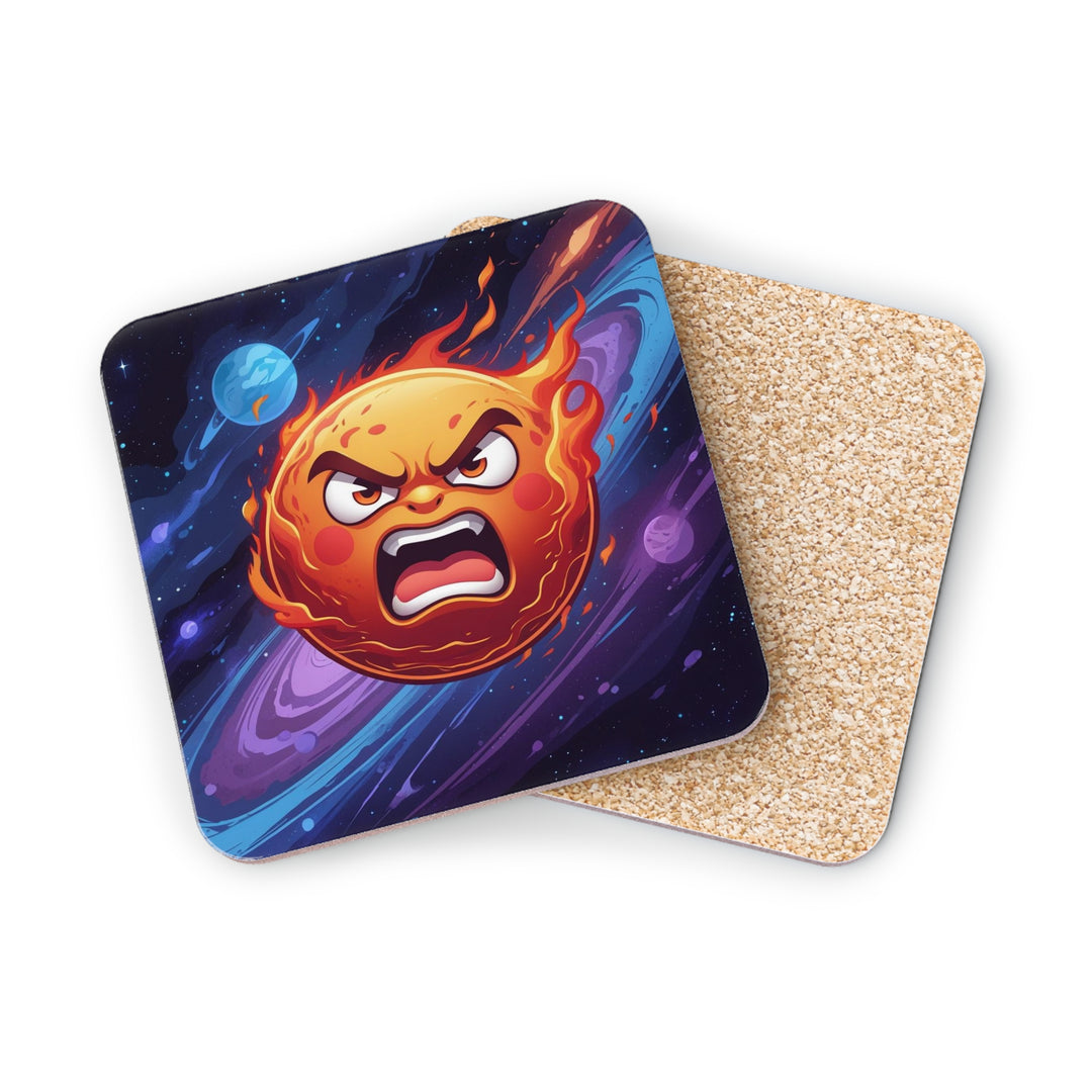 Fiery Cosmic Sun Coaster Set – Bold Cartoon Space Decor for Trendy Homes