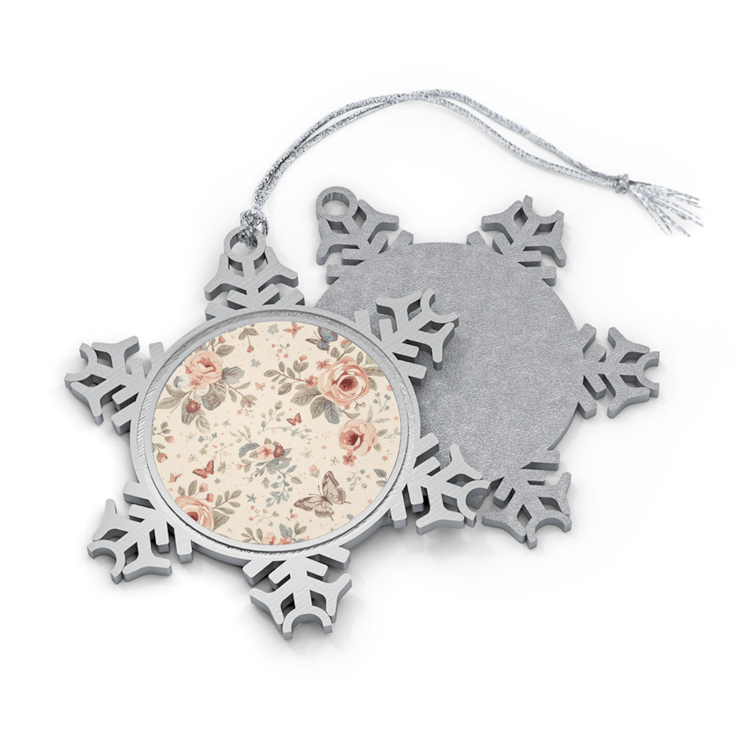 Custom Pewter Snowflake Ornament – Floral Vintage, Handcrafted Keepsake Gift