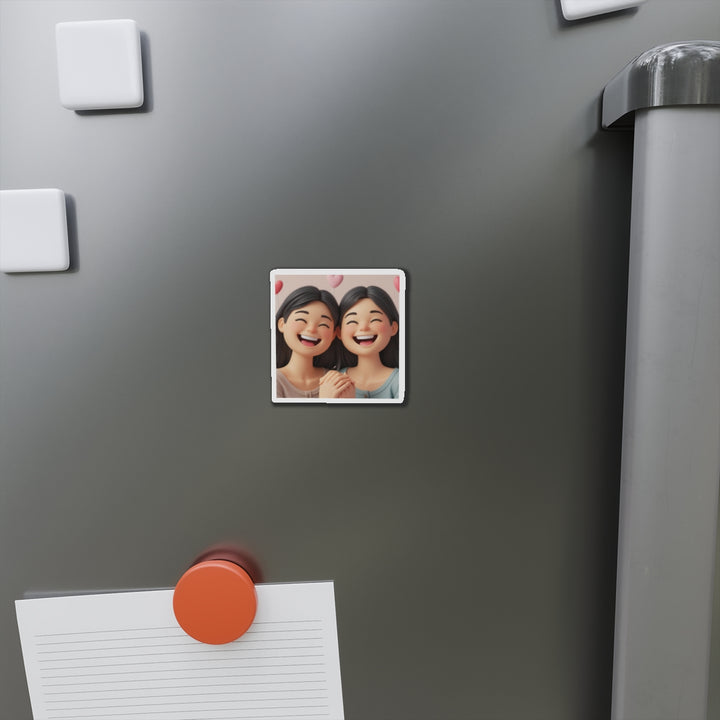 Custom Die-Cut Magnet – 3D Cartoon Besties, Cute Friendship Decor Gift
