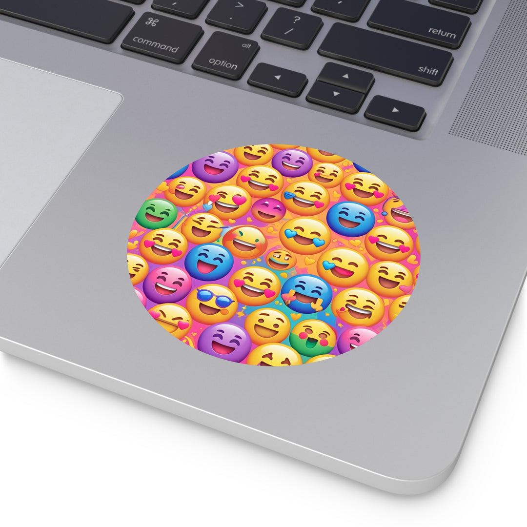 Custom Round Vinyl Stickers – Vibrant Emoji Smiley Faces, Waterproof Fun