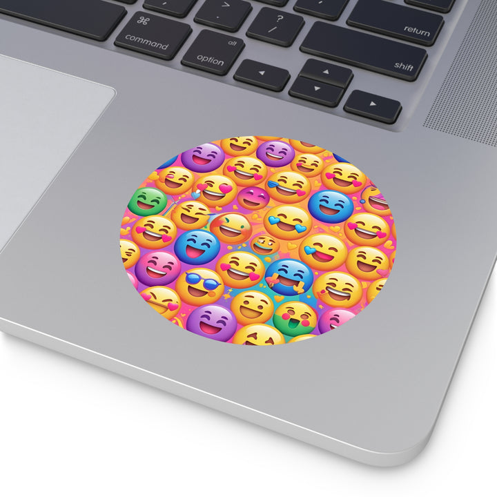 Custom Round Vinyl Stickers – Vibrant Emoji Smiley Faces, Waterproof Fun