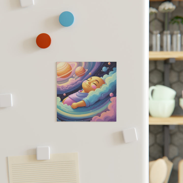 Personalized Square Magnet – Cosmic Baby Clouds Design, Custom Photo Gift