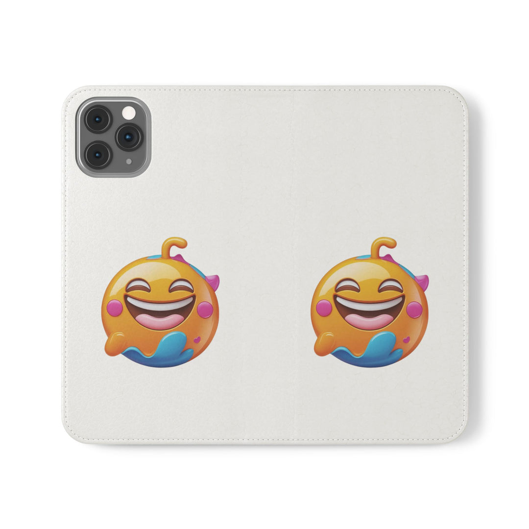 Emoji Joy Premium Flip Case – Fun Vegan Leather Wallet Stand Cover