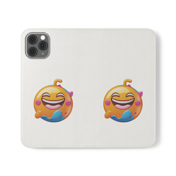 Emoji Joy Premium Flip Case – Fun Vegan Leather Wallet Stand Cover