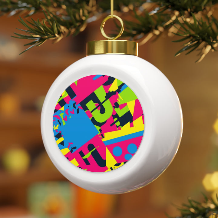 Personalized Bold Geometric Holiday Ball Ornament – Modern, Vibrant & Custom