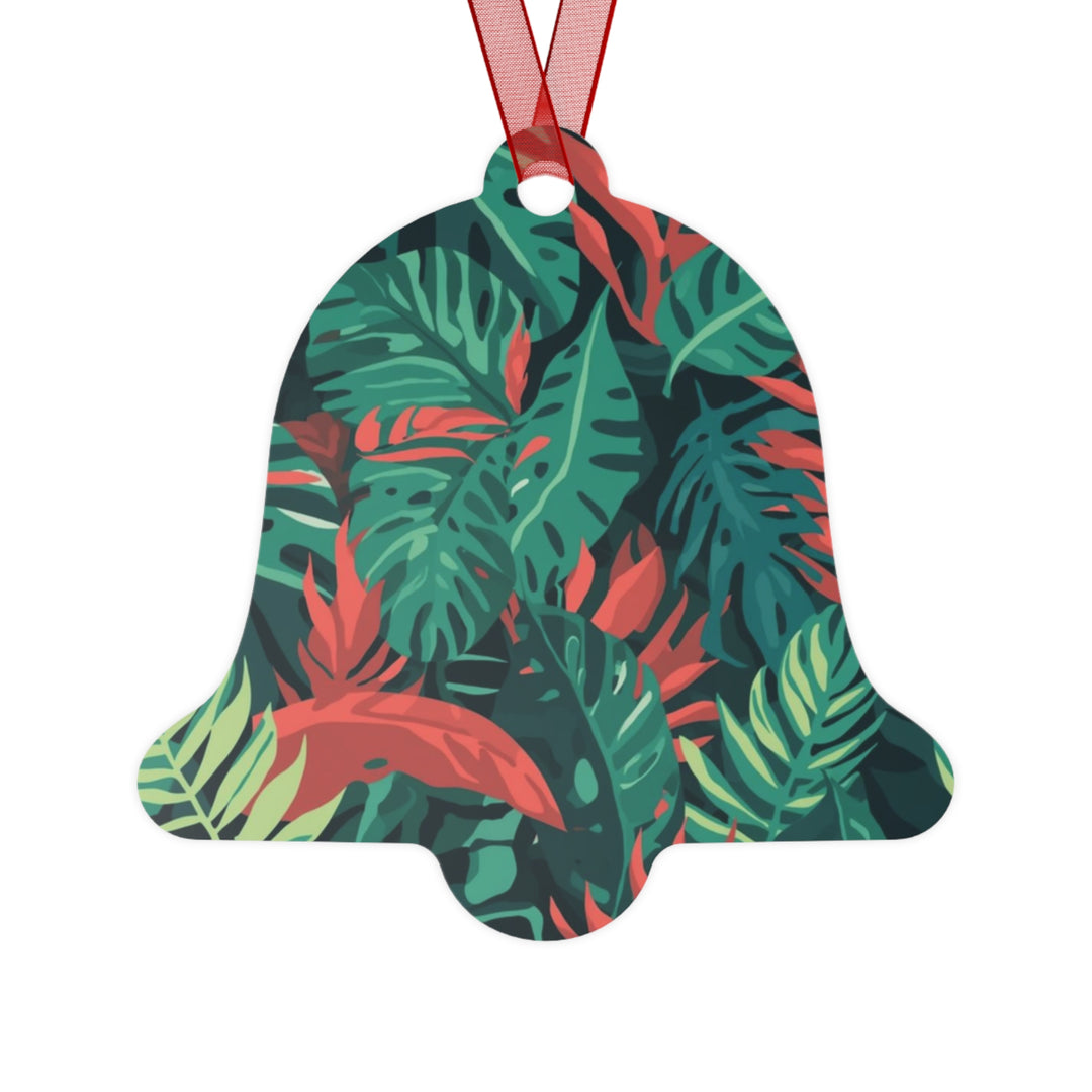 Glossy Metal Ornament – Tropical Leaf Jungle Vibe, Custom & Durable Keepsake
