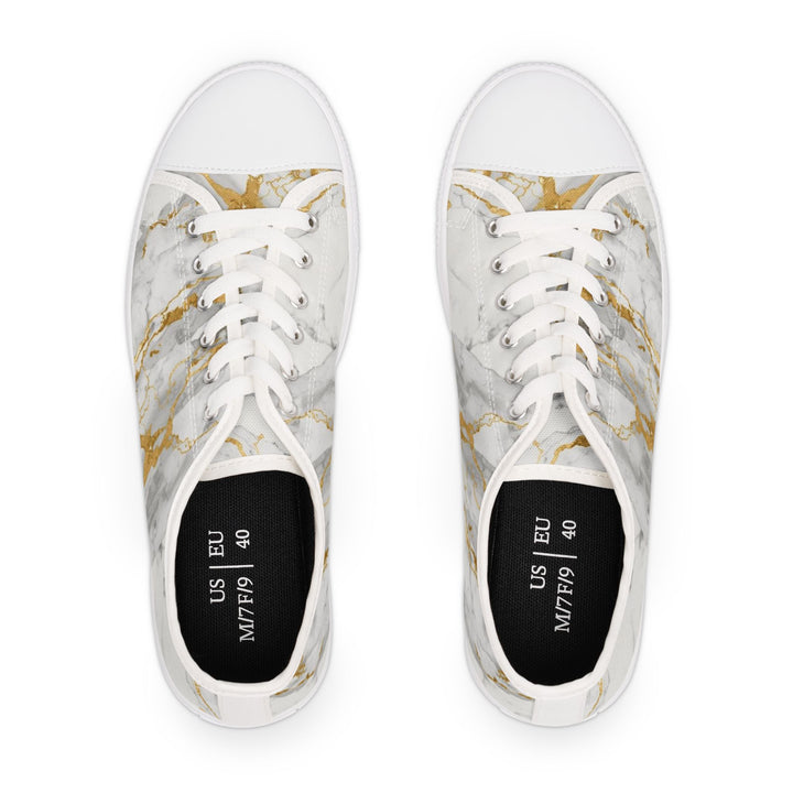 Women's Marble Low Top Sneakers – Custom Luxe Gold & Grey Comfort Shoes