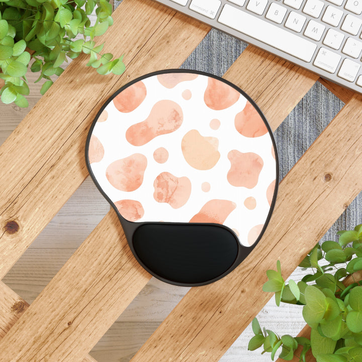 Ergonomic Memory Foam Mouse Pad with Wrist Rest – Abstract Blush Art