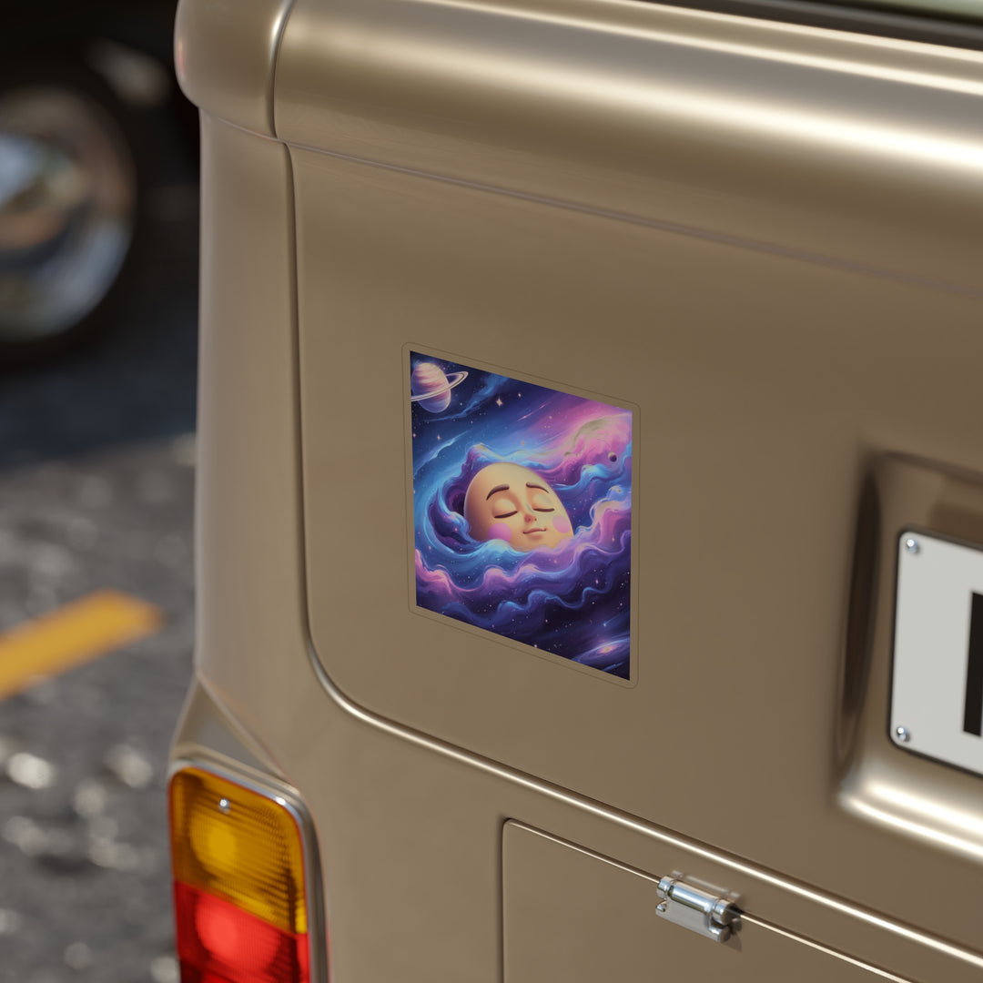 Whimsical Galaxy Moon Transparent Outdoor Sticker – Die-Cut, Waterproof, 1pc