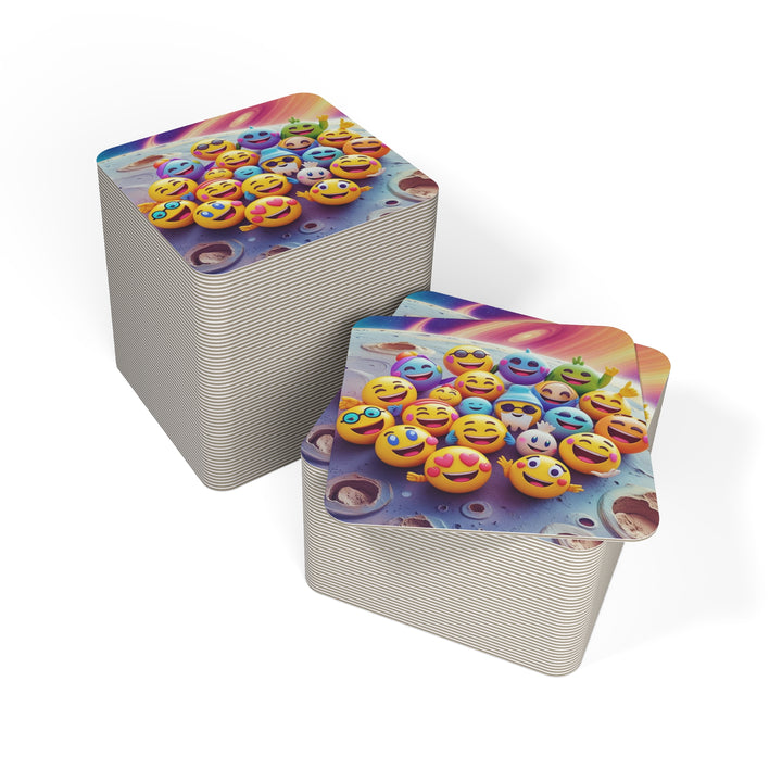 Cosmic Emoji Square Coasters (50/100pcs) – Fun, Modern Table Protection