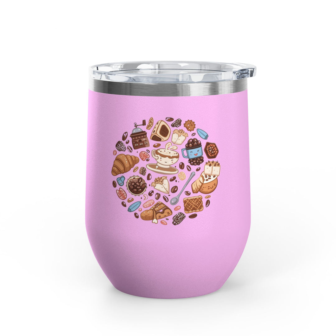 Whimsical Café 12oz Stainless Steel Wine Tumbler – Cartoon Coffee & Sweets