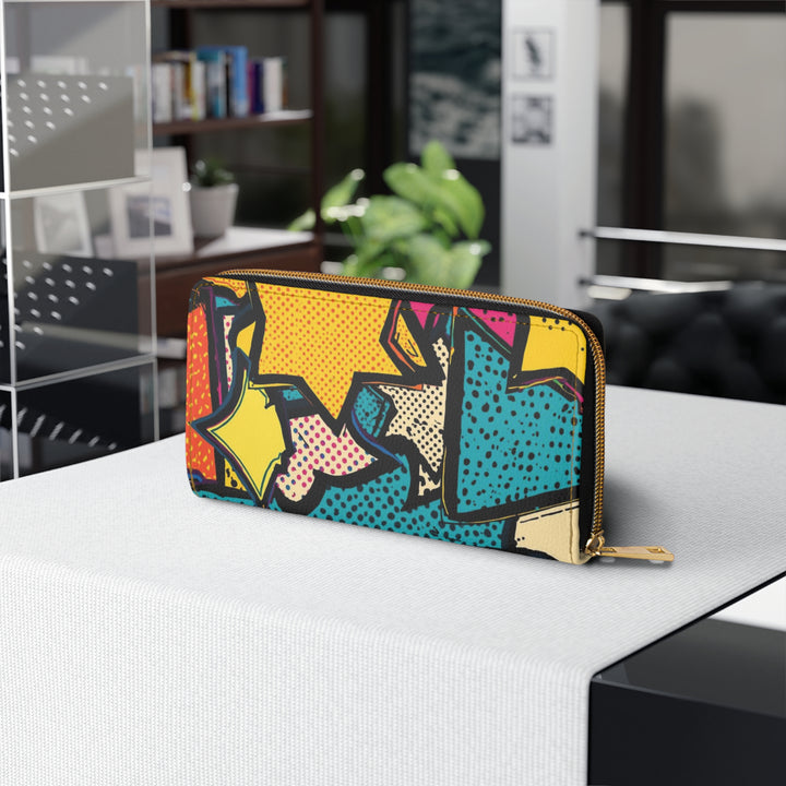 Sleek Pop Art Personalized Zipper Wallet – Vibrant Comic Book Design