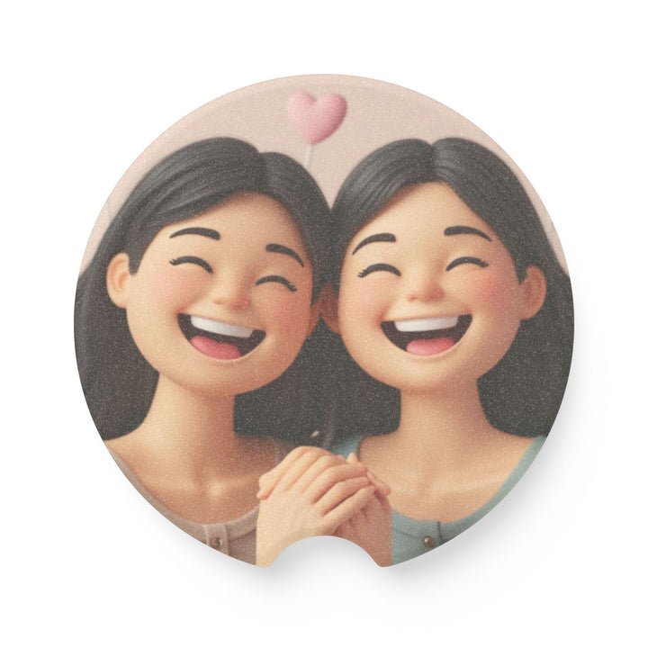 Soapstone Car Coaster – Cute 3D Cartoon Girls, Absorbent & Stylish Gift
