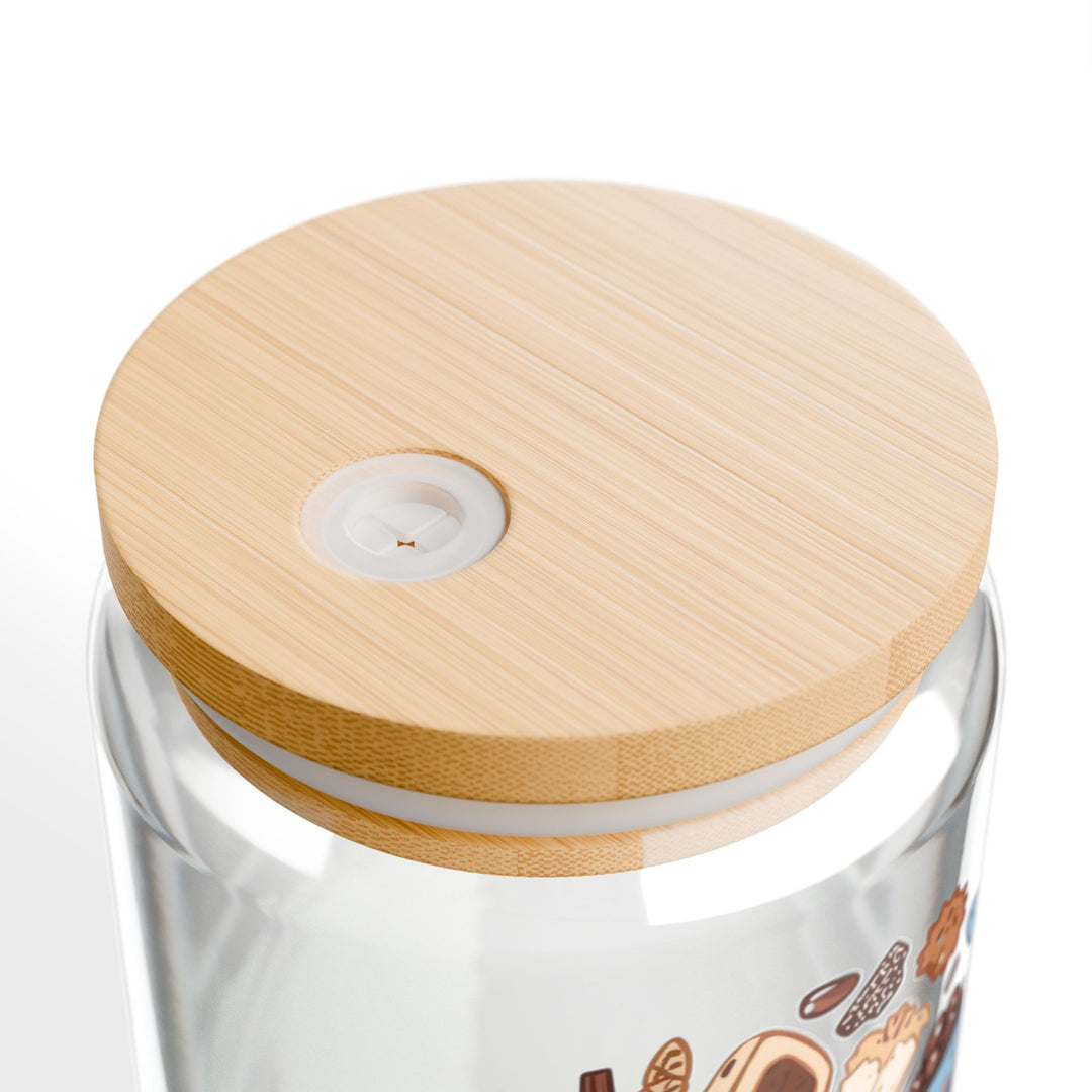 Whimsical Café Sipper Glass 16oz – Coffee & Dessert Cartoon Tumbler