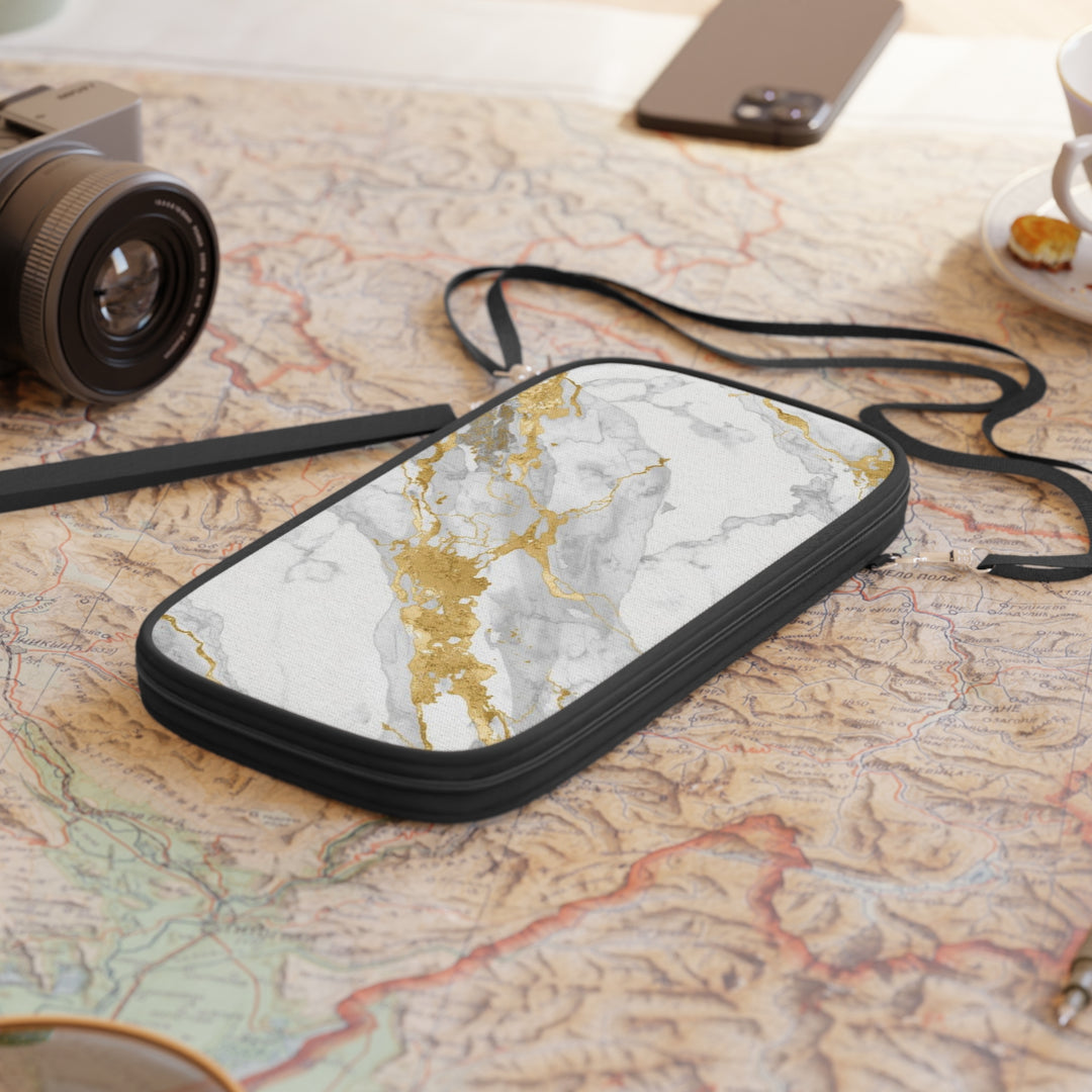 Chic Marble Passport Wallet – RFID Blocking, Vegan Leather, Gold Accents