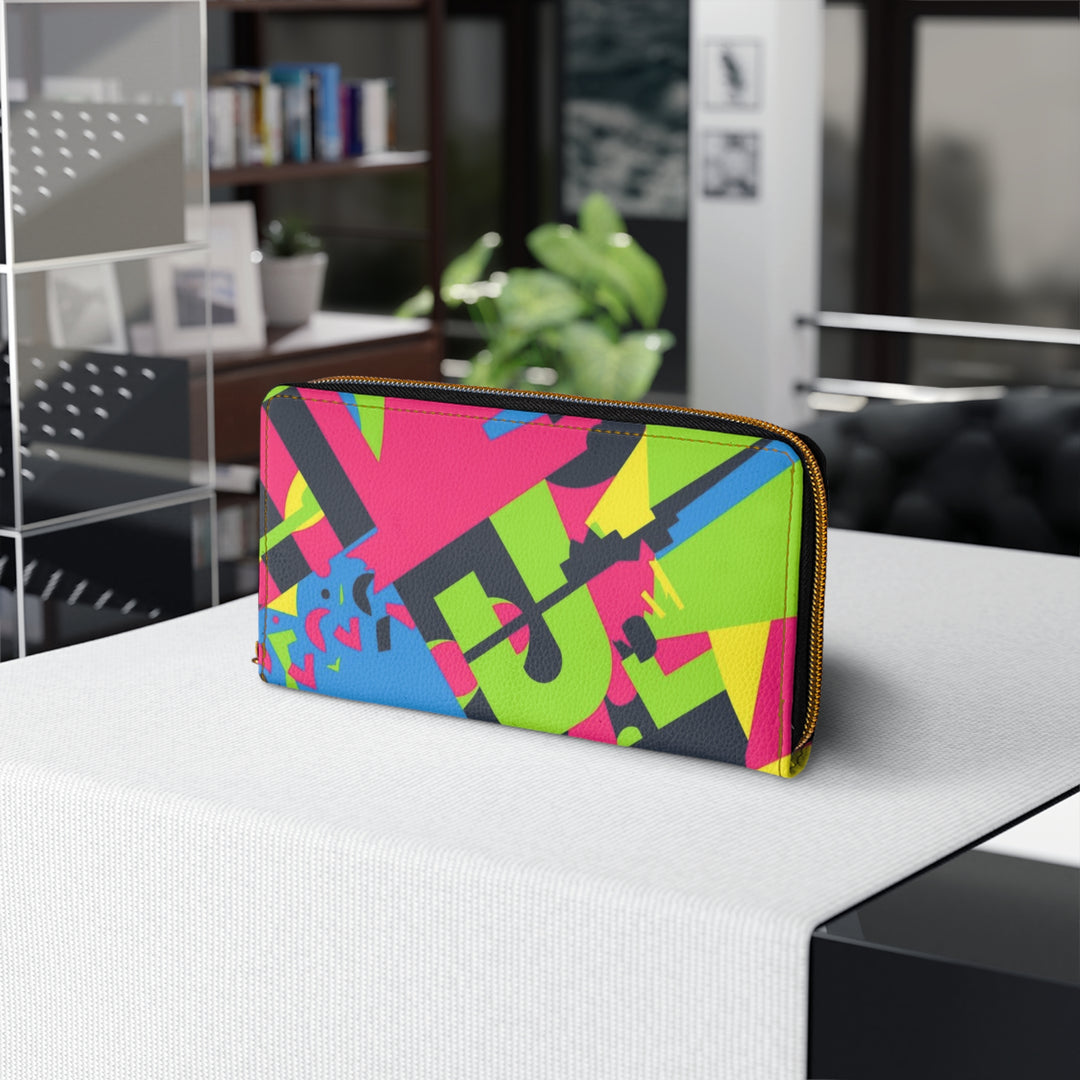 Personalized Neon Geometric Zipper Wallet – Sleek, Trendy & Secure