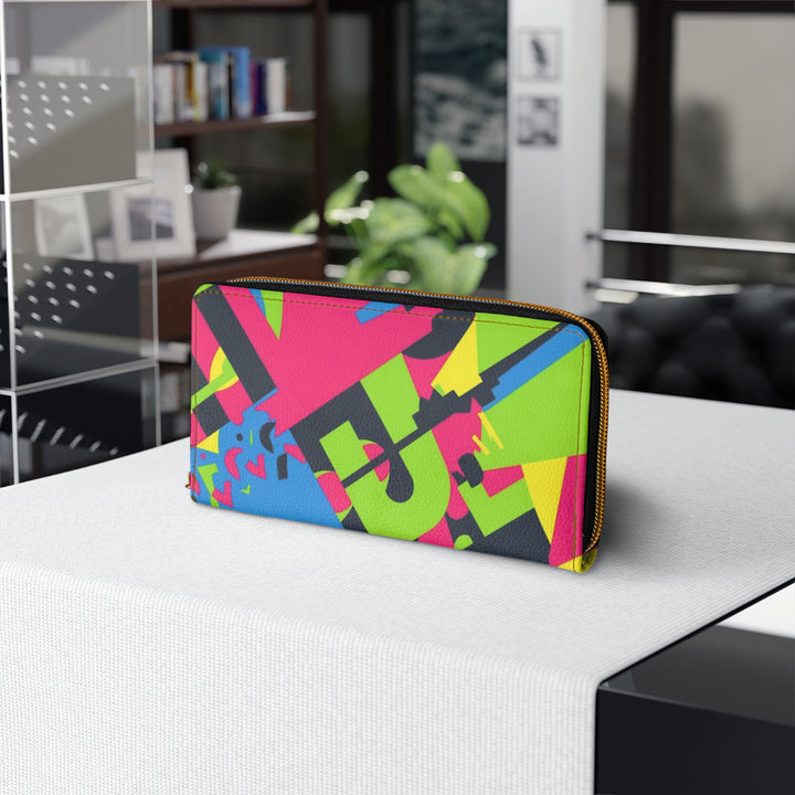 Personalized Neon Geometric Zipper Wallet – Sleek, Trendy & Secure