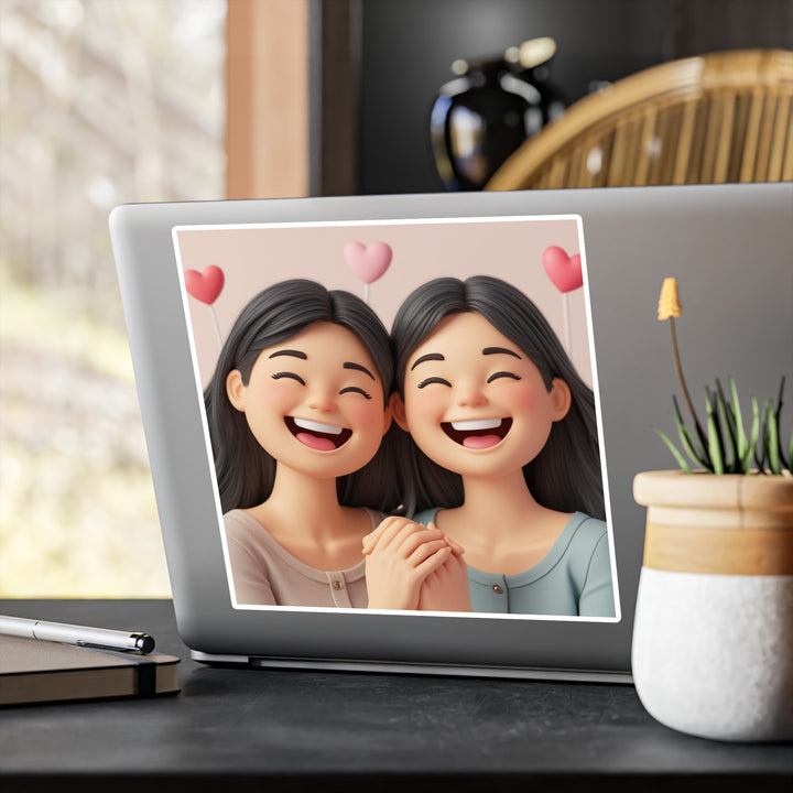 Custom Vinyl Kiss-Cut Stickers – Cute 3D Cartoon Girls, Weatherproof, Matte