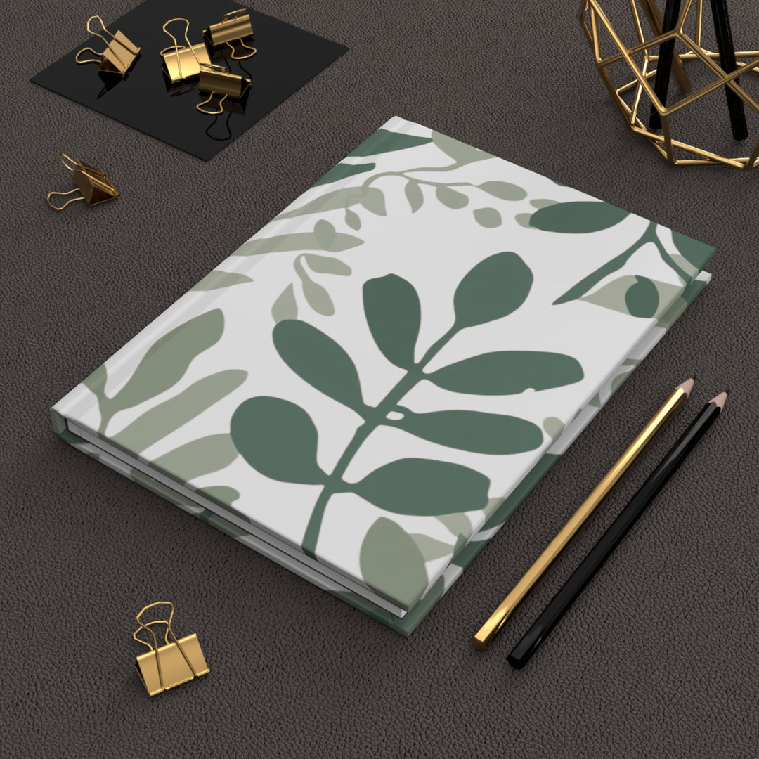 Matte Hardcover Journal – Modern Botanical Black, Customizable Nature Chic