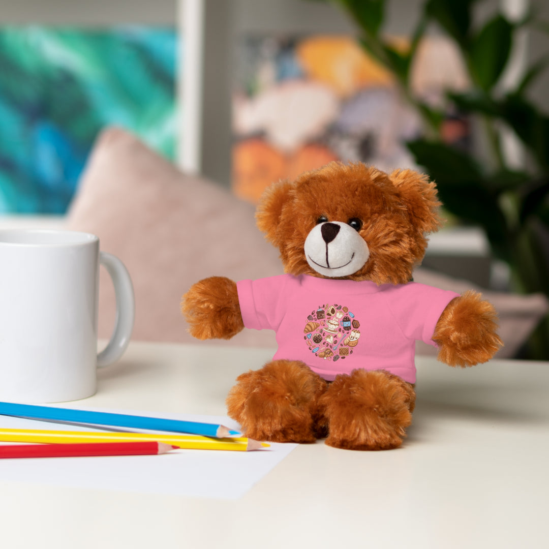 Custom Stuffed Animal w/ Coffee & Dessert Tee – Cute Plush Gift 8”
