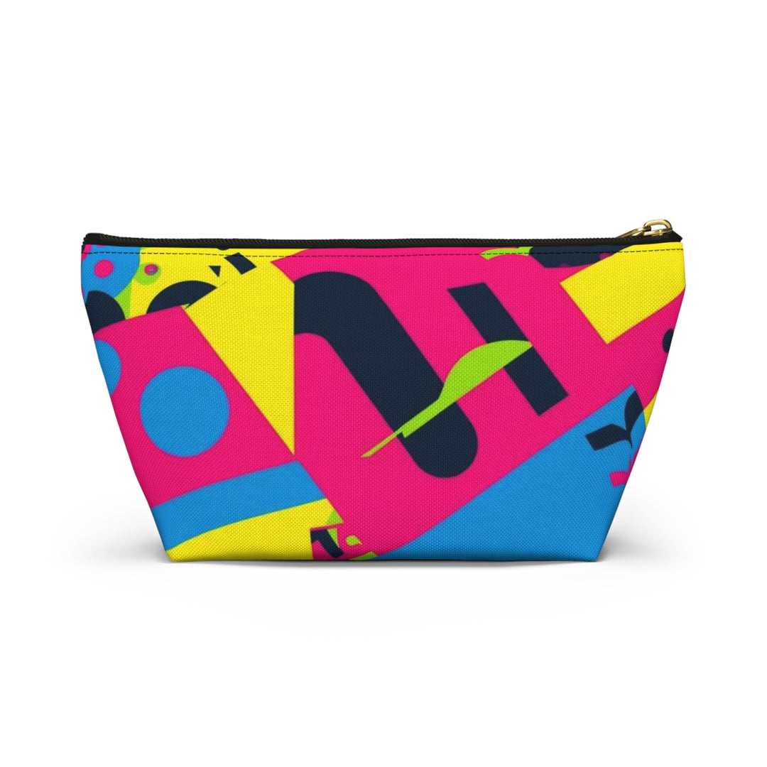 Chic Neon Geometric T-Bottom Accessory Pouch – Bold Modern Organizer