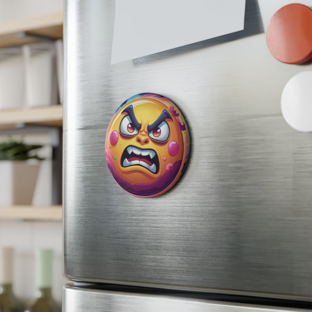 Angry Sun Space Button Magnet – Bold Cartoon Design, 1 & 10 Packs