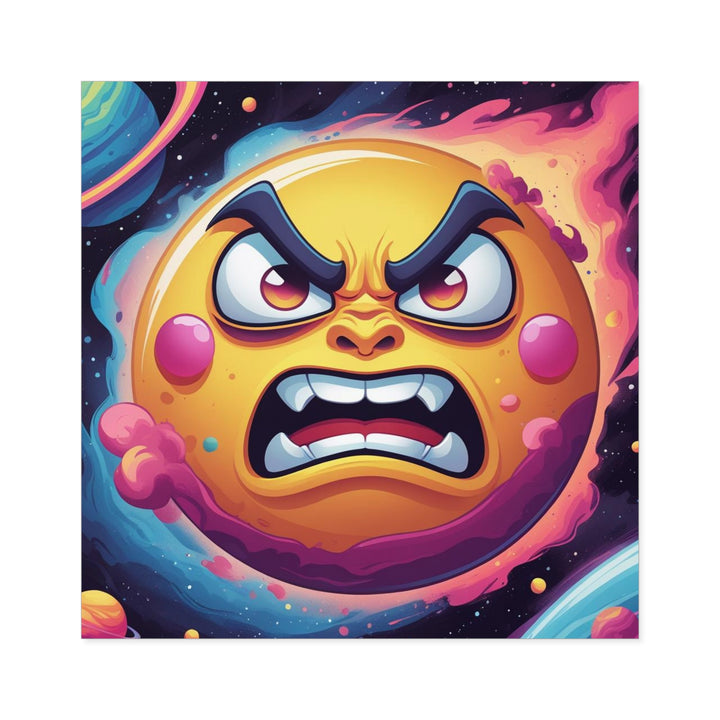 Cosmic Cartoon Angry Sun Laminate Square Sticker – Bold & Durable Art