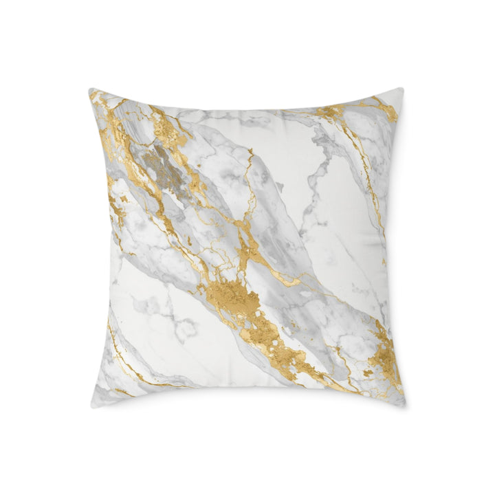 Chic Marble Gold Touch Square Poly Canvas Pillow – Customizable & Modern